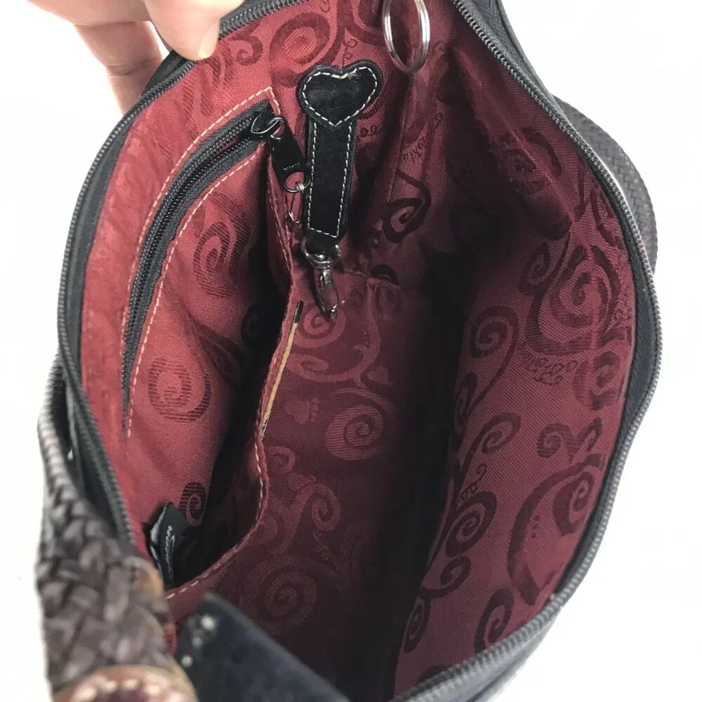 Brighton Handbag D298323 Womens Tasseled Shoulder Strap‎ Lined  Black/Brown